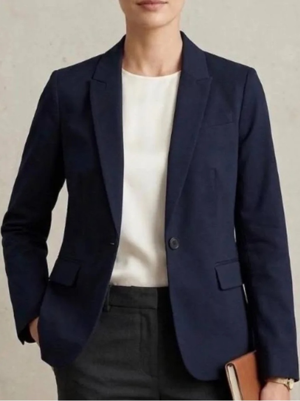 J. Crew Women 365 Wool Blend Blazer Single Button Navy Blue Size 2 Preppy - Picture 2 of 6